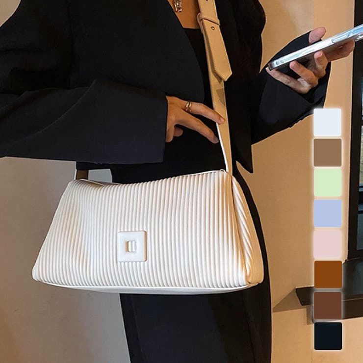 プリーツスクエアバッグ 春夏秋冬 韓国ファッション | Dewlily | 詳細画像1 