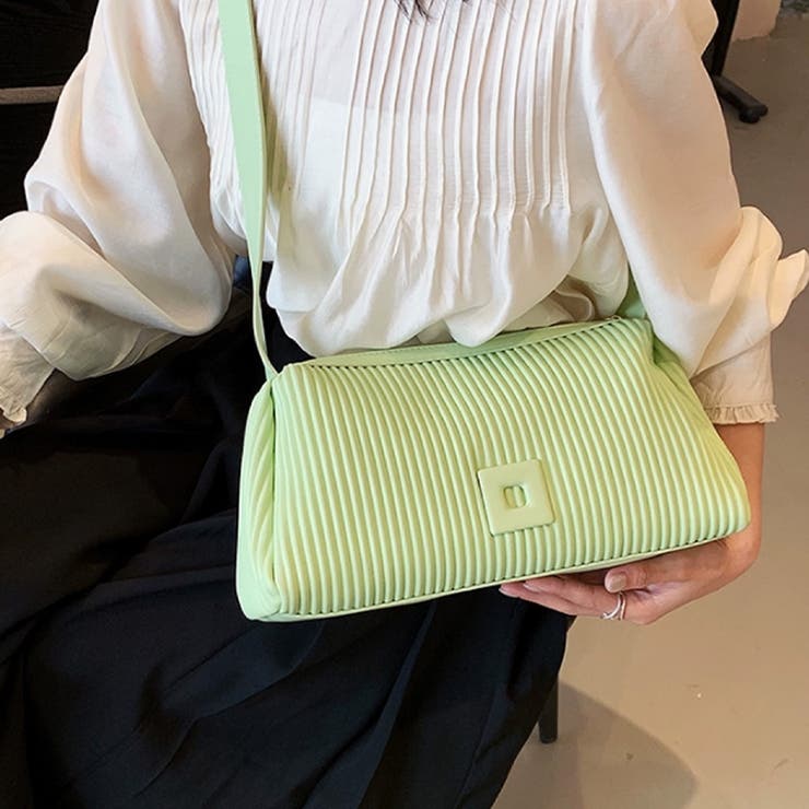 グリーン | プリーツスクエアバッグ 春夏秋冬 韓国ファッション | Dewlily