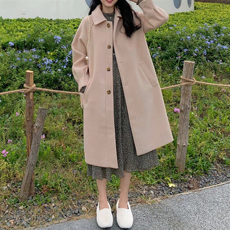 ベージュ | シンプルチェスターコート レディース 10代 | Dewlily
