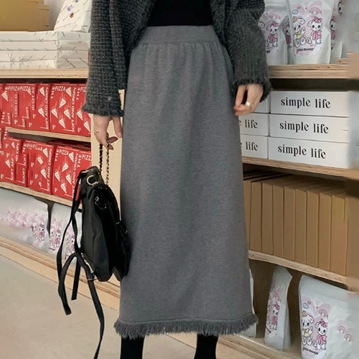 フリンジロングスカート レディース 10代 | Dewlily | 詳細画像4 