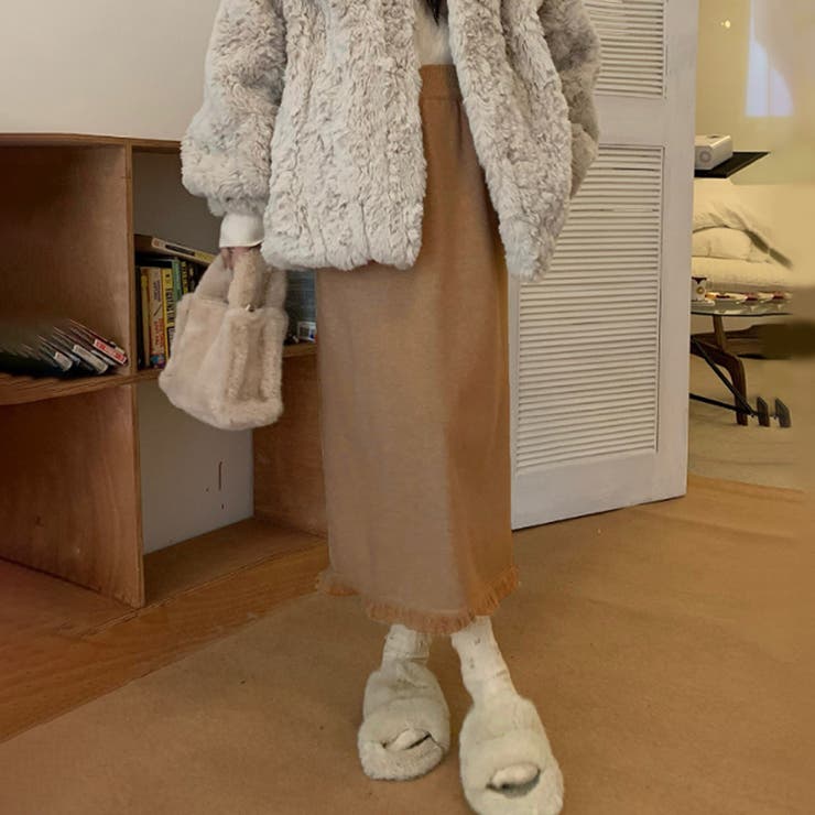 ベージュ | フリンジロングスカート レディース 10代 | Dewlily