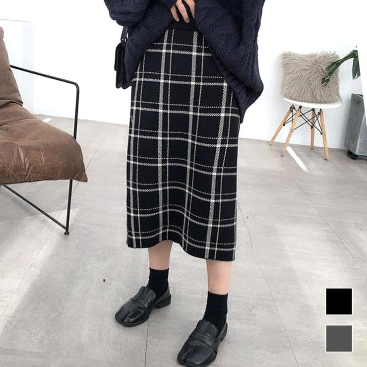 チェック柄ニットスカート レディース 10代[品番：AMSW1777830