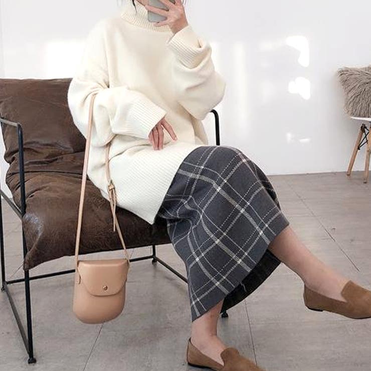 チェック柄ニットスカート レディース 10代[品番：AMSW1777830