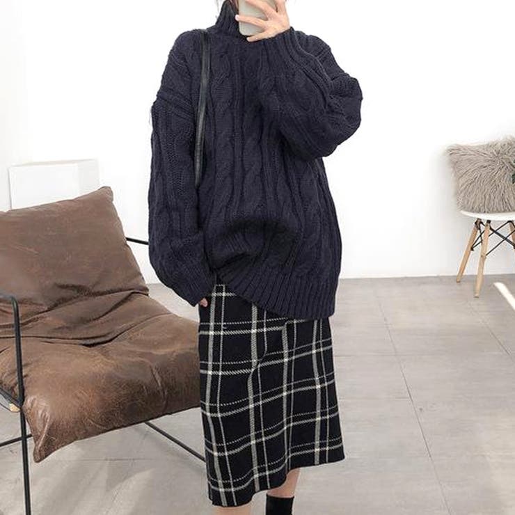 チェック柄ニットスカート レディース 10代[品番：AMSW1777830