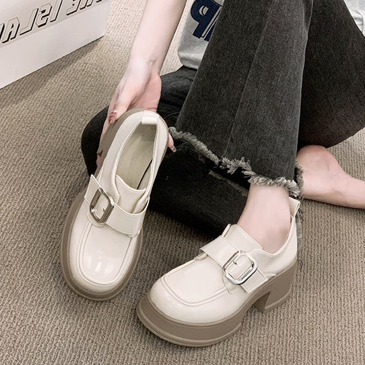 ベージュ | チャンキーローファー レディース 10代 | Dewlily