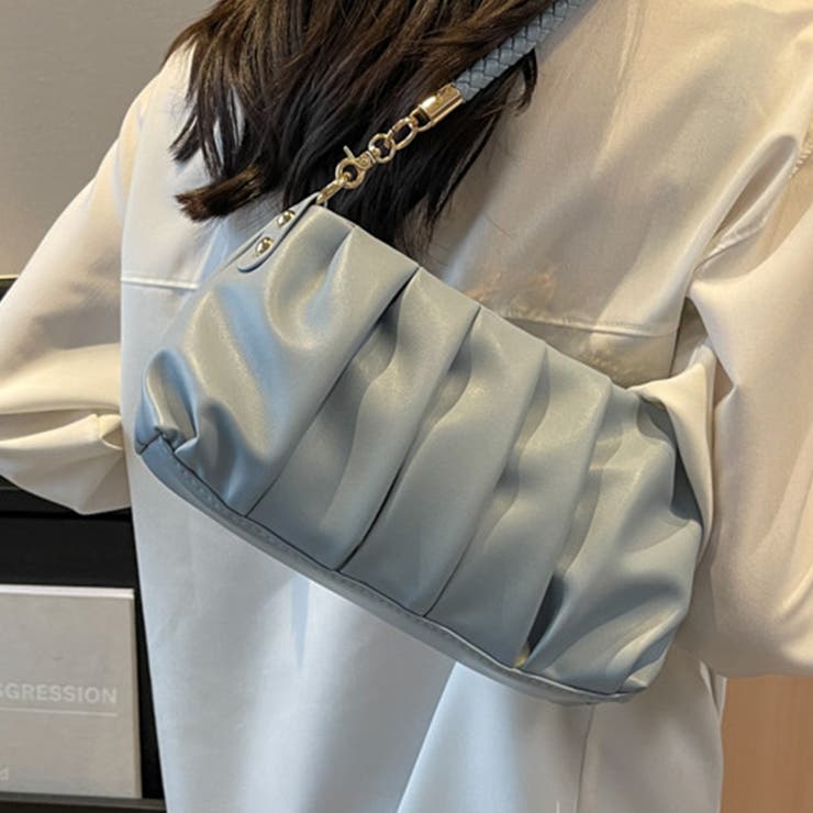 ブルー | プリーツショルダーバッグ レディース 10代 | Dewlily