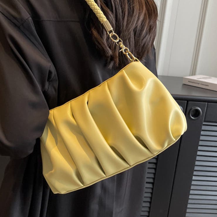 イエロー | プリーツショルダーバッグ レディース 10代 | Dewlily