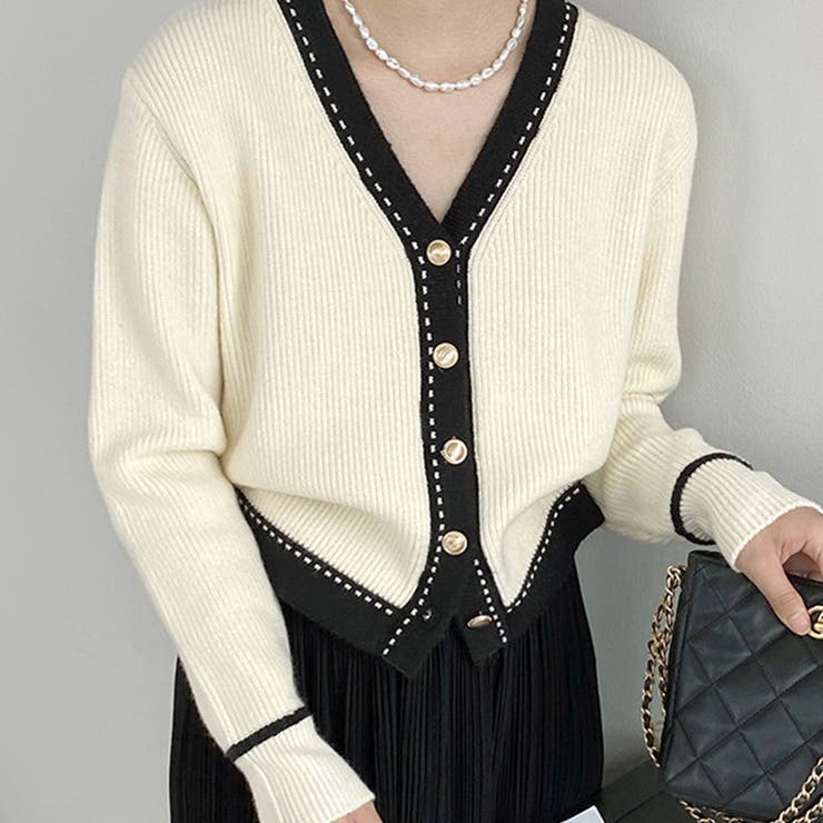 ステッチニットカーディガン レディース 10代[品番：AMSW1777879