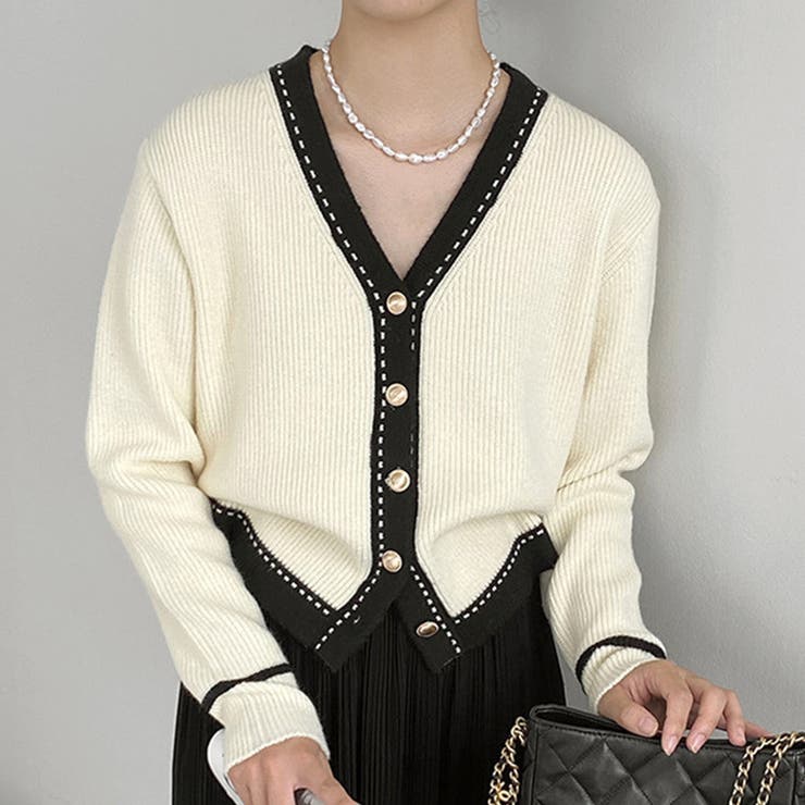 ステッチニットカーディガン レディース 10代[品番：AMSW1777879