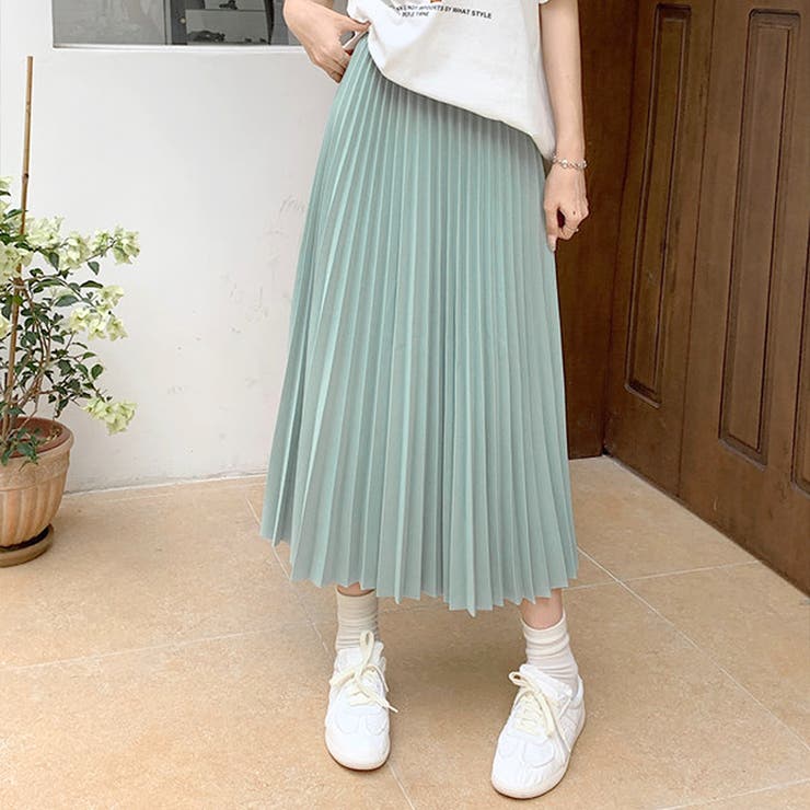 ブルー | ロングプリーツスカート レディース 10代 | Dewlily