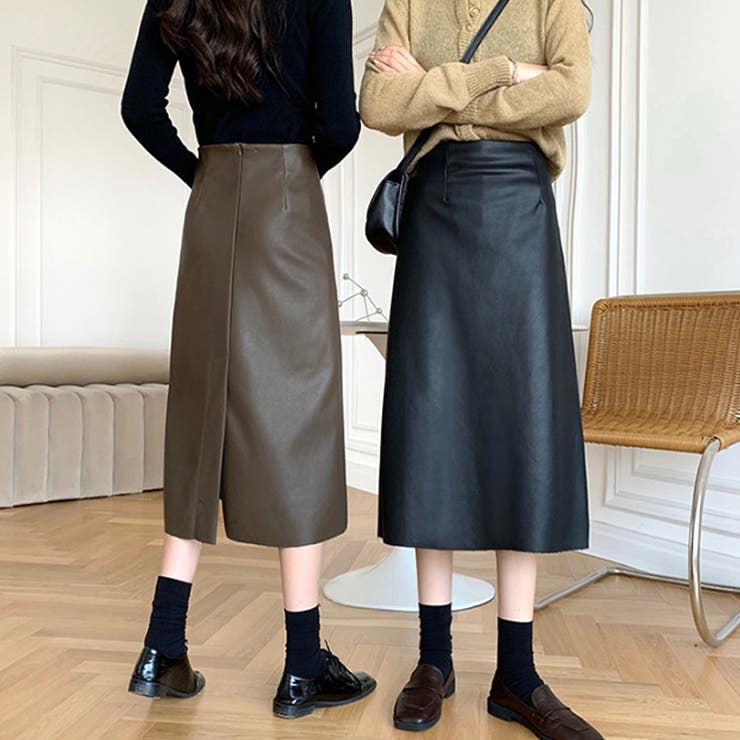 フェイクレザーロングスカート レディース 10代 | Dewlily | 詳細画像14 