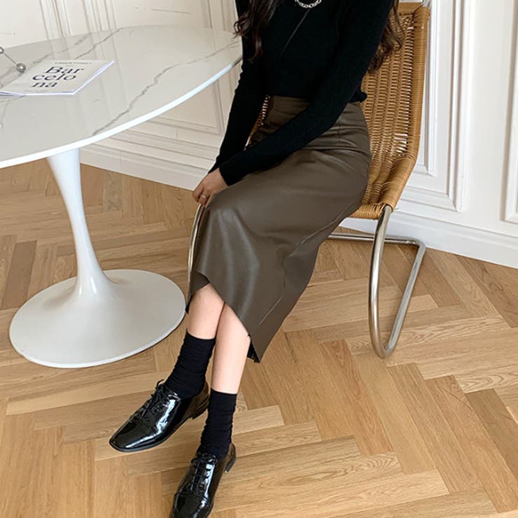 フェイクレザーロングスカート レディース 10代 | Dewlily | 詳細画像15 