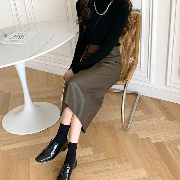 フェイクレザーロングスカート レディース 10代 | Dewlily | 詳細画像2 