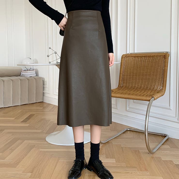 フェイクレザーロングスカート レディース 10代 | Dewlily | 詳細画像6 