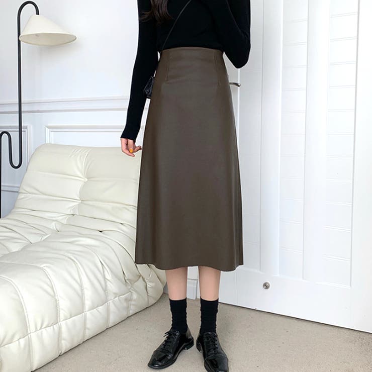 フェイクレザーロングスカート レディース 10代 | Dewlily | 詳細画像8 