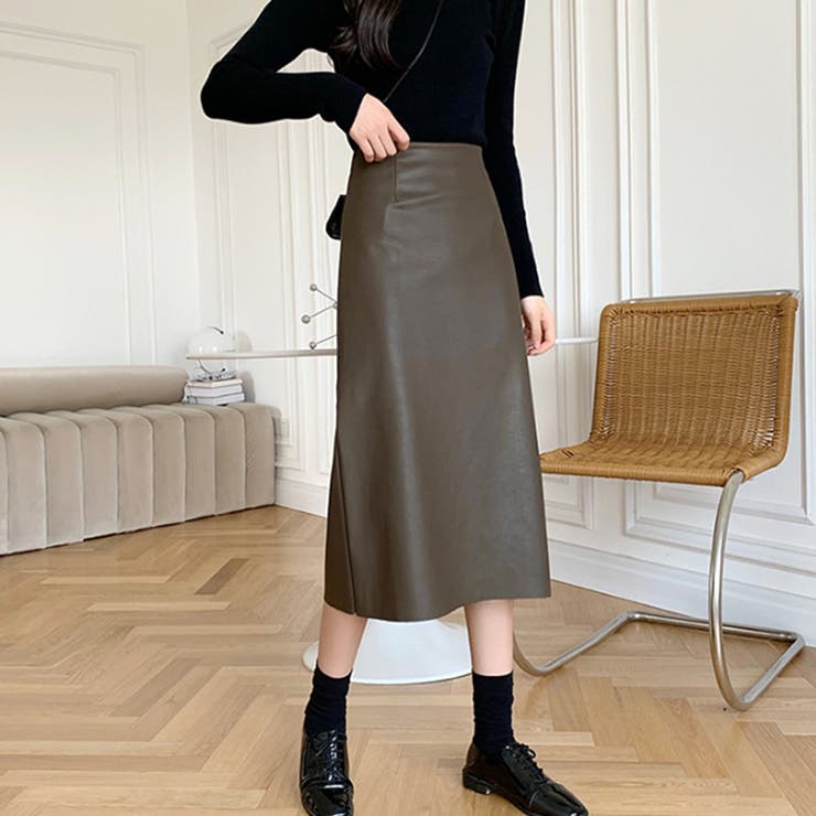 フェイクレザーロングスカート レディース 10代 | Dewlily | 詳細画像9 