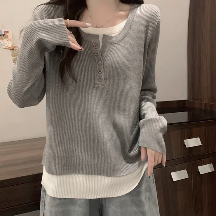 レイヤード風ドッキングシャツ レディース 10代 | Dewlily | 詳細画像8 