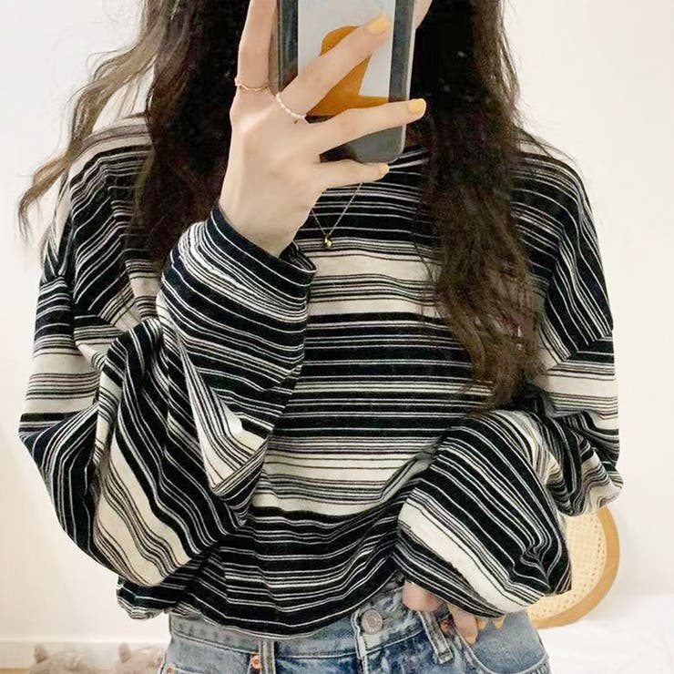 ブラック | マルチボーダーTシャツ レディース 10代 | Dewlily