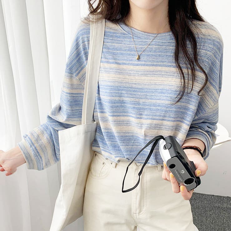 ブルー | マルチボーダーTシャツ レディース 10代 | Dewlily