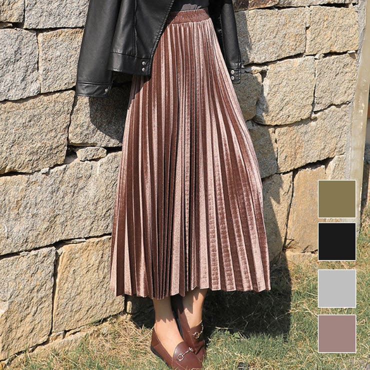 ベロアプリーツロングスカート レディース 10代 | Dewlily | 詳細画像1 