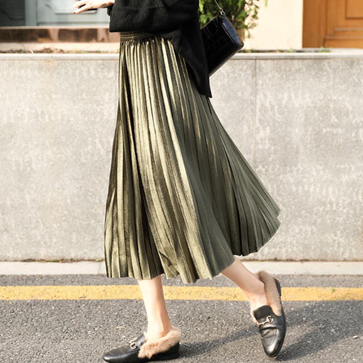 ベロアプリーツロングスカート レディース 10代 | Dewlily | 詳細画像3 