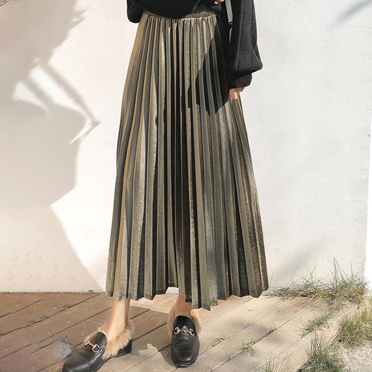 ベロアプリーツロングスカート レディース 10代 | Dewlily | 詳細画像7 