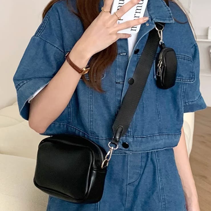 ブラック | ミニケース付きショルダーバッグ レディース 10代 | Dewlily