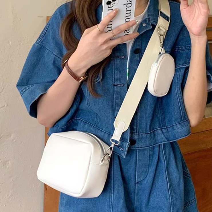 ホワイト | ミニケース付きショルダーバッグ レディース 10代 | Dewlily