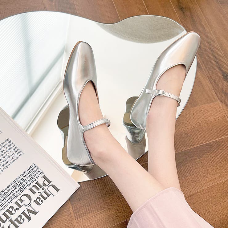 シルバー | メリージェーンフラットパンプス レディース 10代 | Dewlily