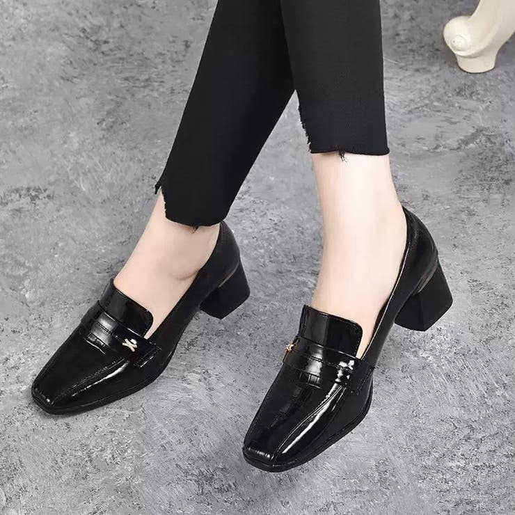 ブラック | エナメル風パンプス レディース 10代 | Dewlily