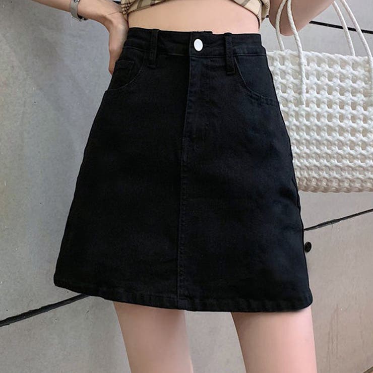 ブラック | デニム風ミニスカート レディース 10代 | Dewlily