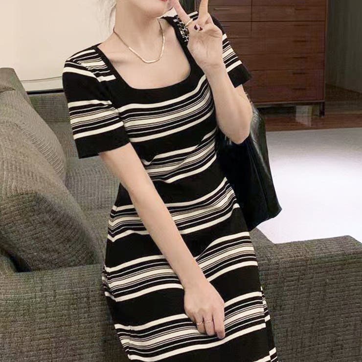 マルチボーダー半袖ワンピース レディース 10代 | Dewlily | 詳細画像16 