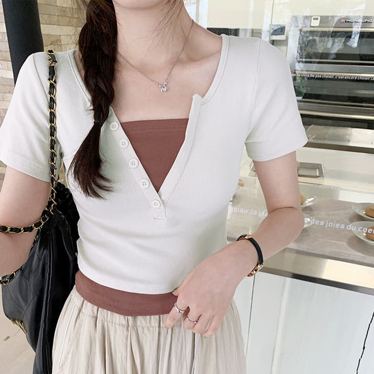 バイカラードッキングTシャツ レディース 10代 | Dewlily | 詳細画像15 