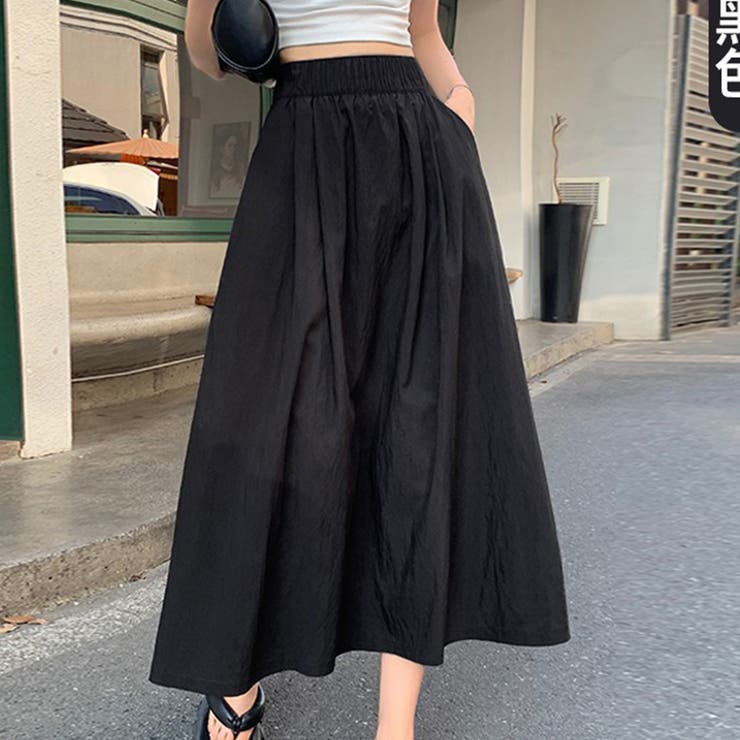 ブラック | タックフレアスカート レディース 10代 | Dewlily