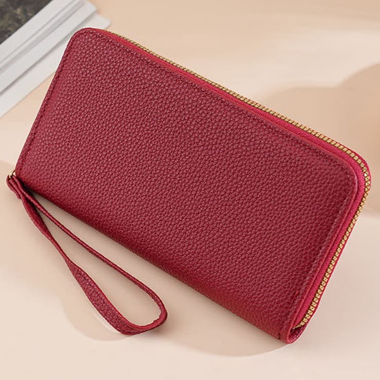 レッド | フェイクレザー長財布 レディース 10代 | Dewlily