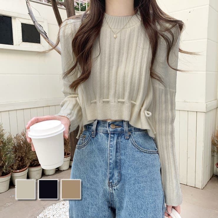 裾リボンクロップドニット 10代 20代 | Dewlily | 詳細画像1 