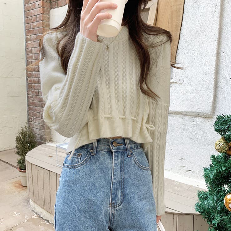 裾リボンクロップドニット 10代 20代 | Dewlily | 詳細画像4 