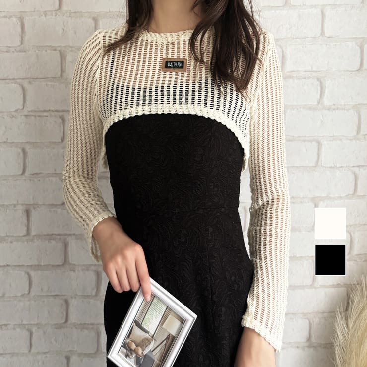 メッシュ編みクロップドニット レディース ニット | Dewlily | 詳細画像1 