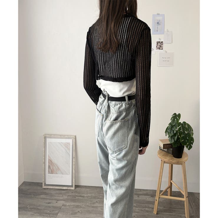 メッシュ編みクロップドニット レディース ニット | Dewlily | 詳細画像13 