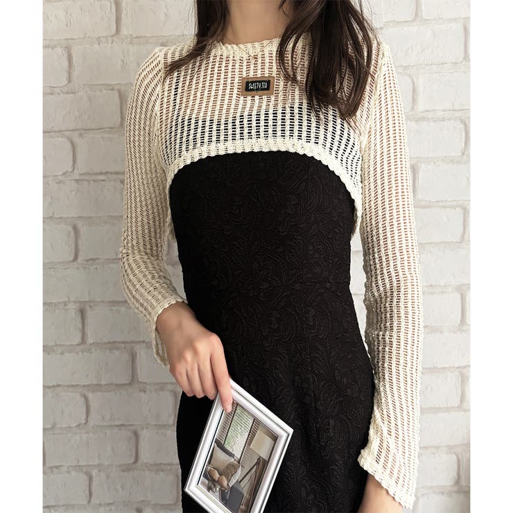 アイボリー | メッシュ編みクロップドニット レディース ニット | Dewlily