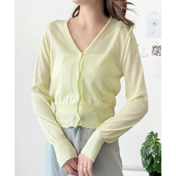 Vネックシースルーカーディガン レディース 韓国 | Dewlily | 詳細画像10 