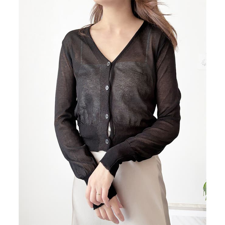 Vネックシースルーカーディガン レディース 韓国 | Dewlily | 詳細画像17 