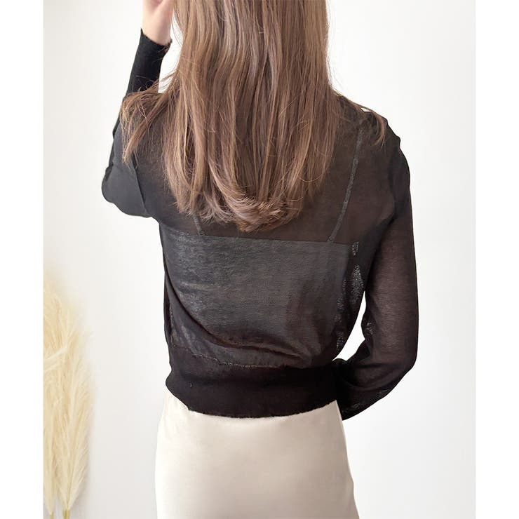 Vネックシースルーカーディガン レディース 韓国 | Dewlily | 詳細画像19 