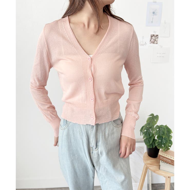 Vネックシースルーカーディガン レディース 韓国 | Dewlily | 詳細画像20 