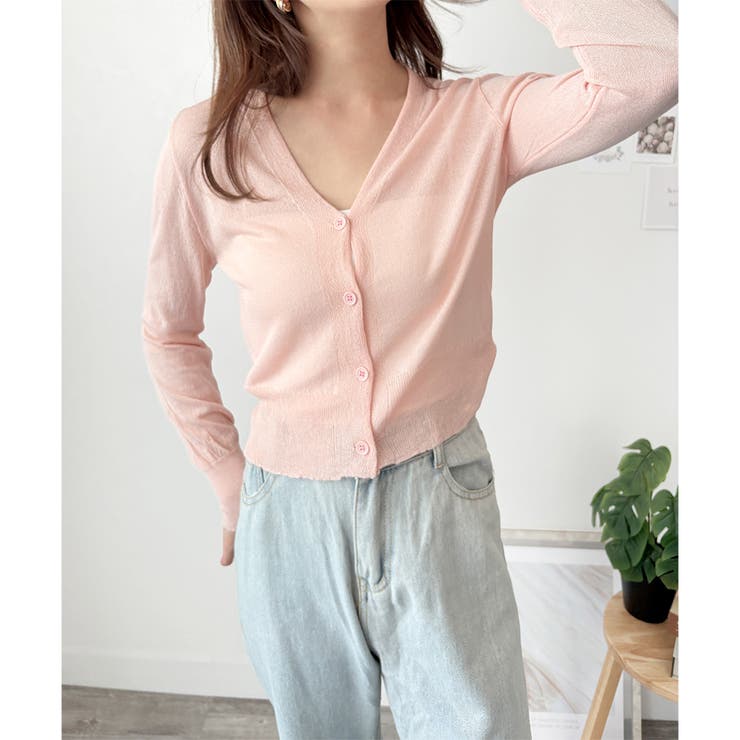 Vネックシースルーカーディガン レディース 韓国 | Dewlily | 詳細画像22 