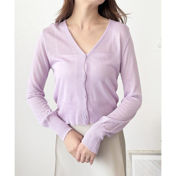 Vネックシースルーカーディガン レディース 韓国 | Dewlily | 詳細画像24 