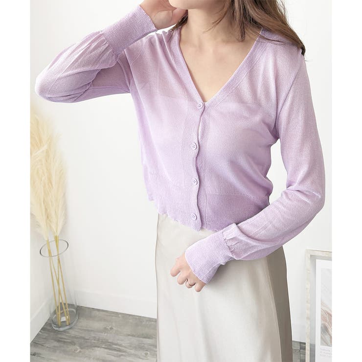 Vネックシースルーカーディガン レディース 韓国 | Dewlily | 詳細画像25 