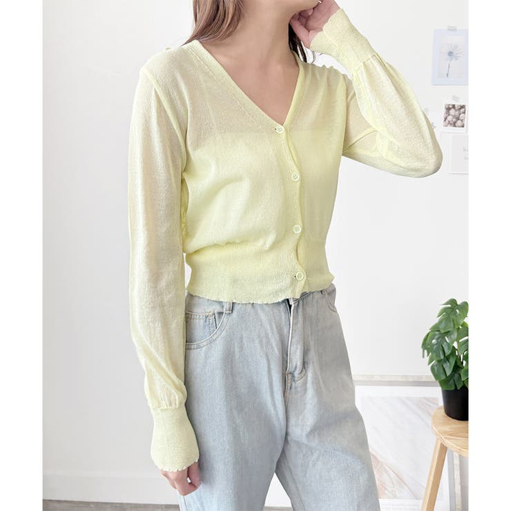 Vネックシースルーカーディガン レディース 韓国 | Dewlily | 詳細画像27 