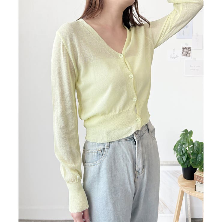 Vネックシースルーカーディガン レディース 韓国 | Dewlily | 詳細画像28 