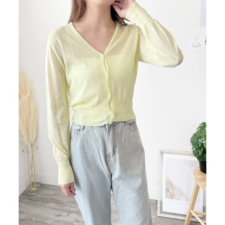 Vネックシースルーカーディガン レディース 韓国 | Dewlily | 詳細画像29 